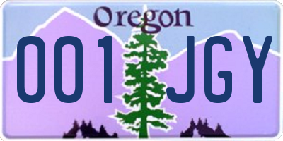 OR license plate 001JGY