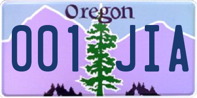 OR license plate 001JIA