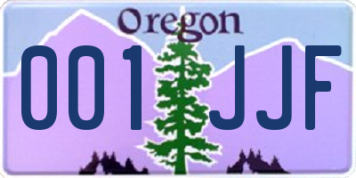 OR license plate 001JJF