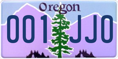 OR license plate 001JJO