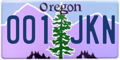 OR license plate 001JKN