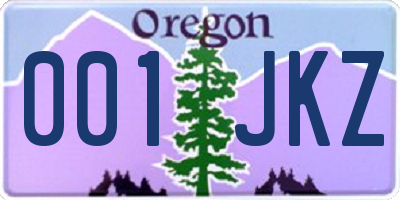 OR license plate 001JKZ