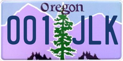 OR license plate 001JLK