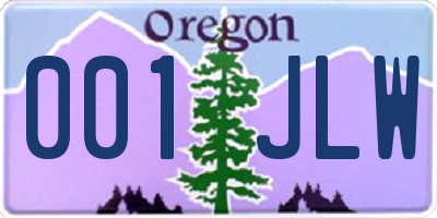 OR license plate 001JLW
