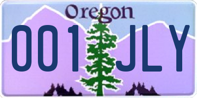 OR license plate 001JLY