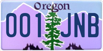 OR license plate 001JNB