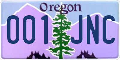 OR license plate 001JNC