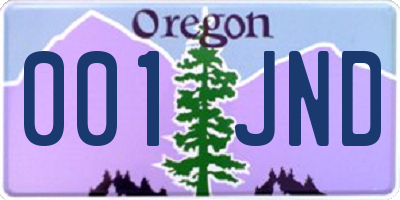 OR license plate 001JND