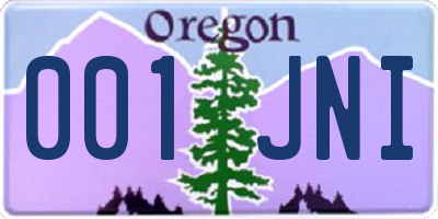 OR license plate 001JNI