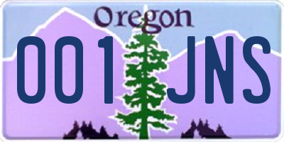 OR license plate 001JNS