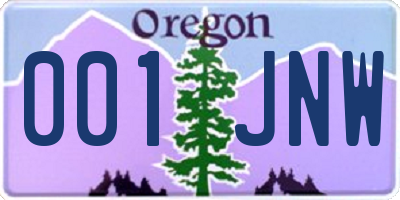 OR license plate 001JNW