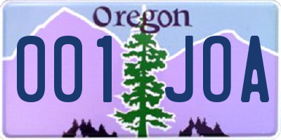 OR license plate 001JOA