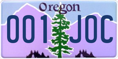 OR license plate 001JOC