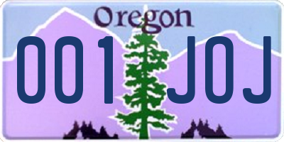 OR license plate 001JOJ