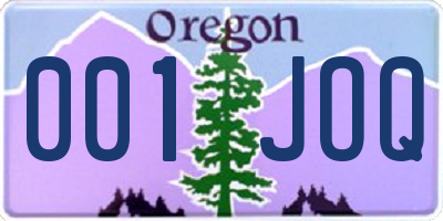 OR license plate 001JOQ