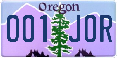 OR license plate 001JOR