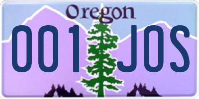 OR license plate 001JOS