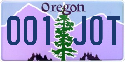 OR license plate 001JOT