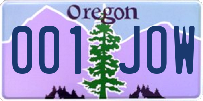 OR license plate 001JOW