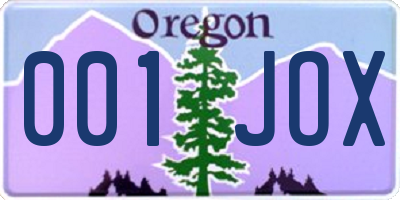 OR license plate 001JOX