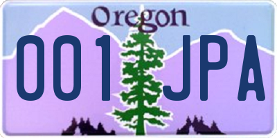 OR license plate 001JPA