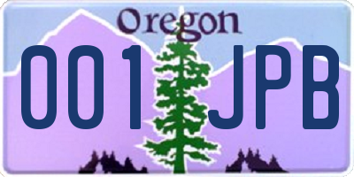 OR license plate 001JPB