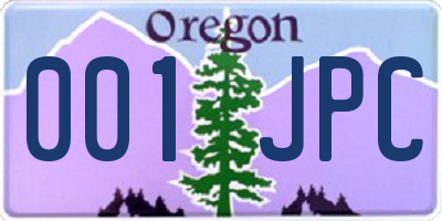 OR license plate 001JPC