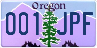 OR license plate 001JPF