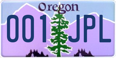 OR license plate 001JPL