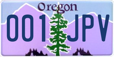 OR license plate 001JPV