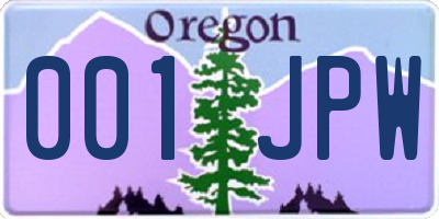 OR license plate 001JPW