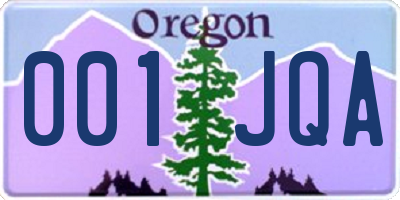 OR license plate 001JQA