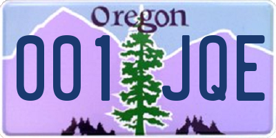 OR license plate 001JQE