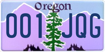 OR license plate 001JQG