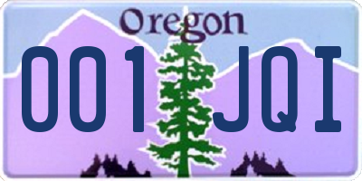 OR license plate 001JQI