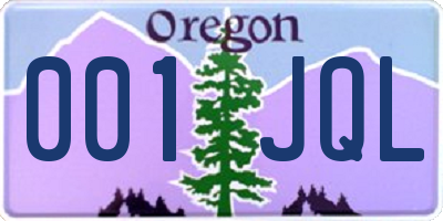 OR license plate 001JQL