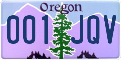 OR license plate 001JQV