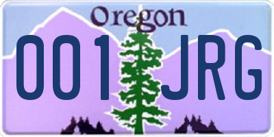 OR license plate 001JRG