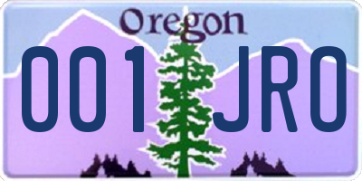 OR license plate 001JRO