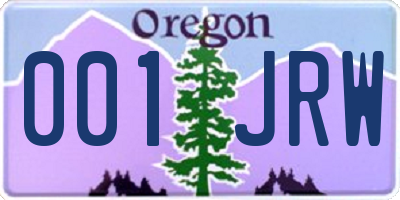 OR license plate 001JRW