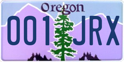 OR license plate 001JRX