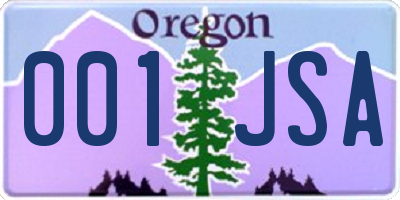 OR license plate 001JSA