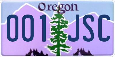 OR license plate 001JSC