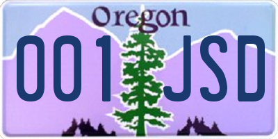 OR license plate 001JSD