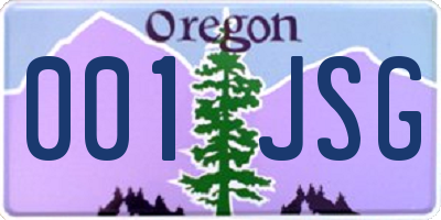 OR license plate 001JSG