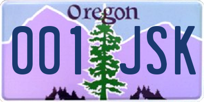 OR license plate 001JSK