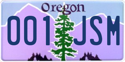 OR license plate 001JSM