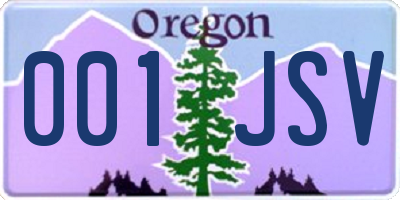 OR license plate 001JSV