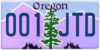 OR license plate 001JTD