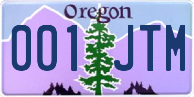 OR license plate 001JTM